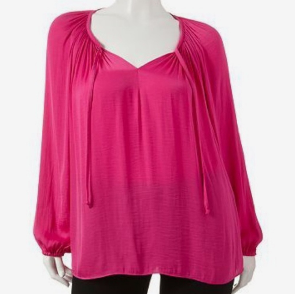 Jennifer Lopez Purple Shirred Peasant Shirt NWOT